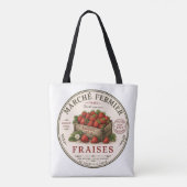 Oude Franse boerenmarkt aardbeien Tote Bag (Achterkant)
