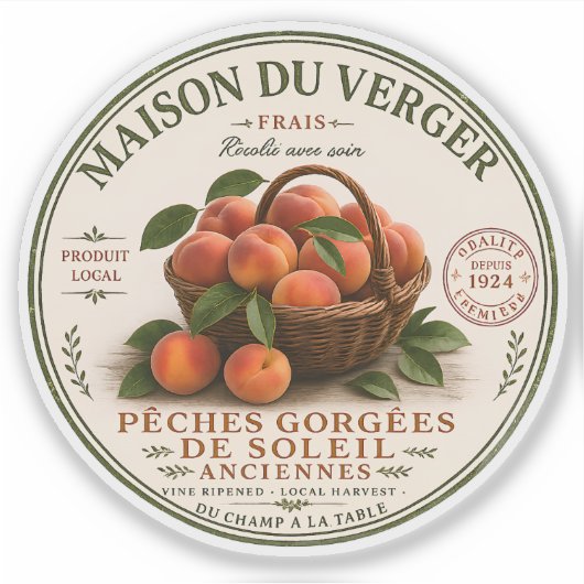 Oude Franse Boerenmarkt Perziken Sticker (Voorkant)