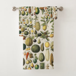 Oude Franse botanische fruitposter kunst Bad Handdoek