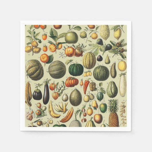 Oude Franse botanische fruitposter kunst Servet (Voorkant)