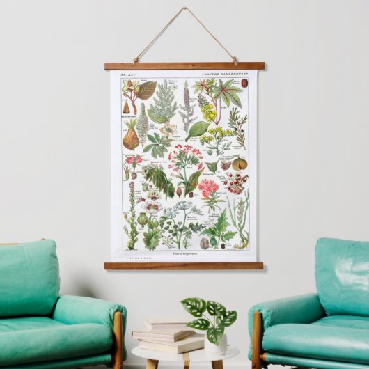 Oude Franse botanische poster Hangend Wandkleed (Woonkamer)