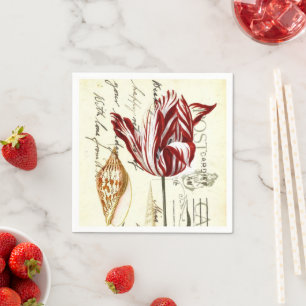 Oude Franse botanische tulpen Paris theepartij Servet