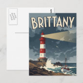 Oude Franse Bretagne Vuurtoren Postkaart (Voorkant / Achterkant)