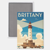 Oude Franse Bretagne Vuurtoren Postkaart Magneet (Voorkant / Achterkant)