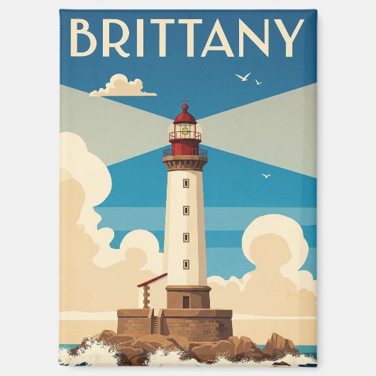 Oude Franse Bretagne Vuurtoren Postkaart Magneet (Voorkant)