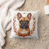 Oude Franse Bulldog met herfstbladkrans en Kussen (Deken)