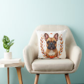 Oude Franse Bulldog met herfstbladkrans en Kussen (Stoel)