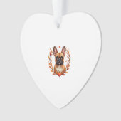 Oude Franse Bulldog met herfstbladkrans en Ornament (voorkant)