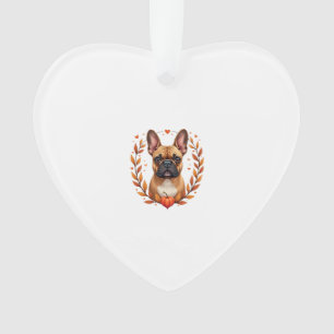 Oude Franse Bulldog met herfstbladkrans en Ornament