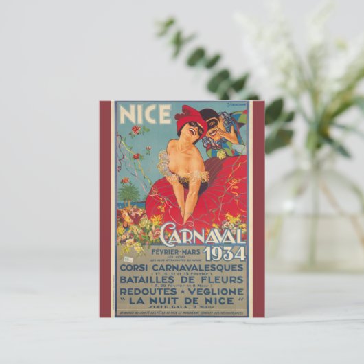 Oude Franse Carnaval Nice 1934 Briefkaart (Staand voorkant)