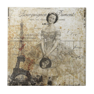 Oude Franse Dame Tegeltje