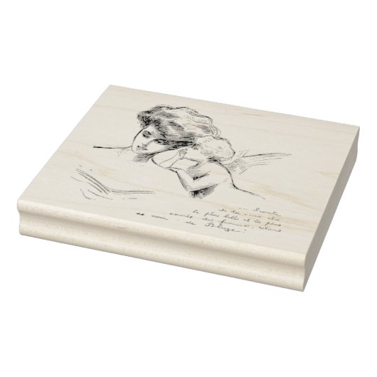 Oude Franse engel vrouw Frans schrift Rubberstempel (Stempel)