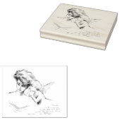 Oude Franse engel vrouw Frans schrift Rubberstempel (Gestempeld)