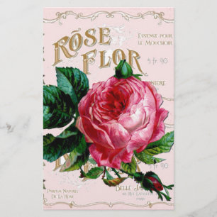 Oude Franse handschrift Parijs Rozen Roze leuk Briefpapier