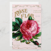 Oude Franse handschrift Parijs Rozen Roze leuk Briefpapier (Voorkant / Achterkant)