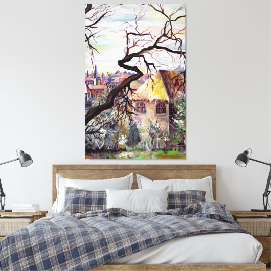 Oude Franse herkomstarchitectuur kunstwerk Canvas Afdruk (Insitu (Slaapkamer))