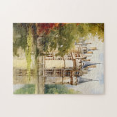 Oude Franse kasteel Waterverf Illustratie Legpuzzel (Horizontaal)