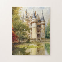 Oude Franse kasteel Waterverf Illustratie