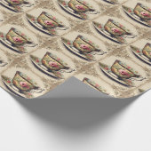 Oude Franse landelijke bloem-theekop Cadeaupapier (Hoek)