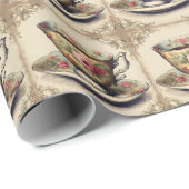 Oude Franse landelijke bloem-theekop Cadeaupapier (Rol Hoek)