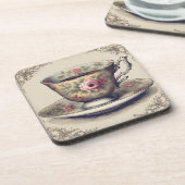 Oude Franse landelijke shabby chic bloemige theeko Bier Onderzetter (Linkerzijde)