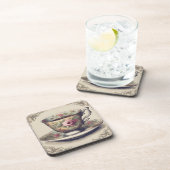 Oude Franse landelijke shabby chic bloemige theeko Bier Onderzetter (Rechterzijde)