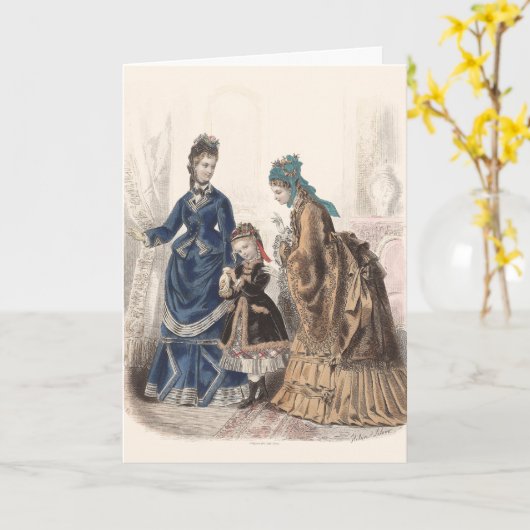 Oude Franse Mode Illustratie van Heloise Leloir Kaart (Gele Bloem)