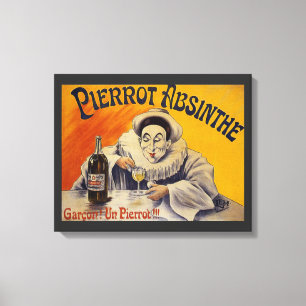Oude Franse Pierrot Absinthe Reclame Canvas Afdruk