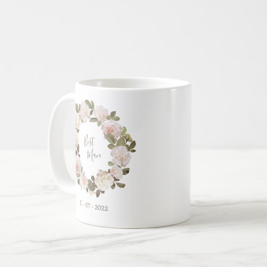 Oude Franse Rozen Bruidsmannen Trouwmokkop Koffiemok (Voorkant links)