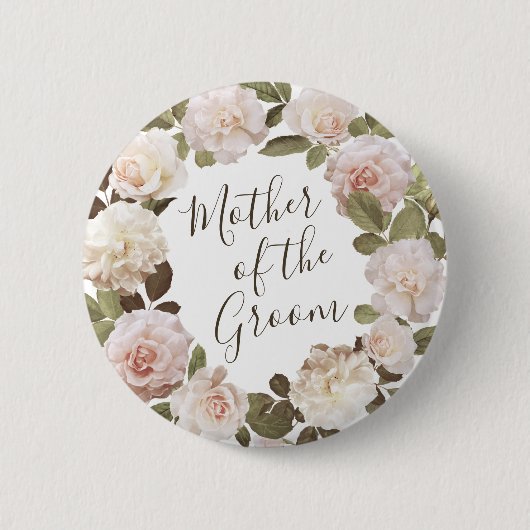 Oude Franse Rozen Moeder van de Bruidegom Knop Ronde Button 5,7 Cm (Voorkant)