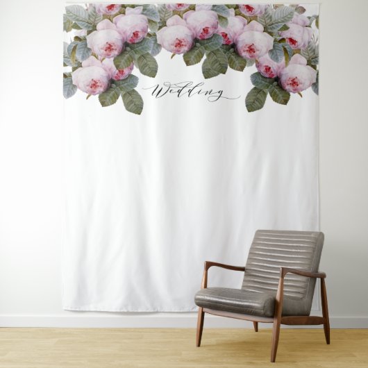 Oude Franse Rozen Trouwfotobooth achtergrond Wandkleed (In situ)