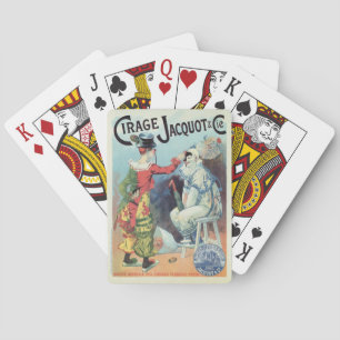 Oude Franse schoensmeeradvertentie, clowns Pokerkaarten