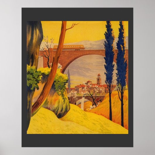 Oude Franse Spoorweg Reisposter Poster (Voorkant)