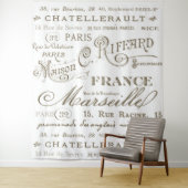 Oude Franse stadsnamen Sepia foto achtergrond Wandkleed (In situ)