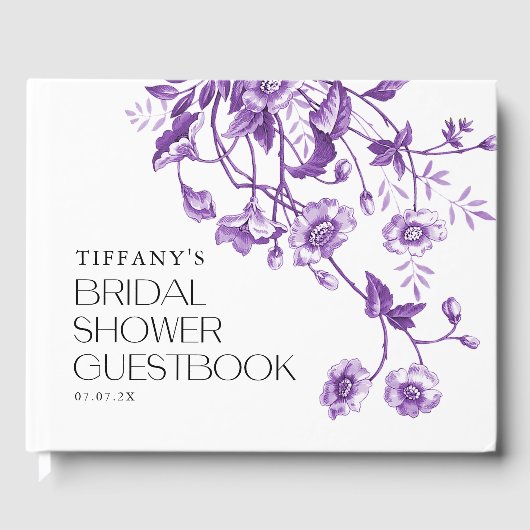 Oude Franse Toile Bloemachtige Bruiloft Recepten Gastenboek (Voorkant)