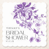 Oude Franse Toile Bloemrijke Bruiloft Feestje Kartonnen Onderzetters (Voorkant)