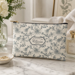 Oude Franse Toile Botanische Vogel Landelijke Land Etui