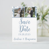 Oude Franse Toile Foto Bruiloft Save The Date (Staand voorkant)