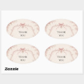 Oude Franse Toile Roze Strik Trouwsticker Ovale Sticker (Vel)