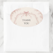 Oude Franse Toile Roze Strik Trouwsticker Ovale Sticker (Tas)