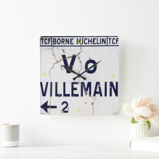 Oude Franse verkeersteken Enamel. Vierkante Klok (Huis)