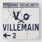Oude Franse verkeersteken Enamel. Vierkante Klok (Voorkant)