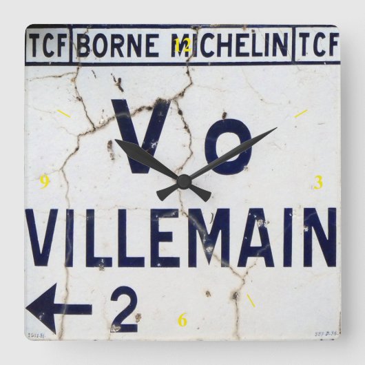 Oude Franse verkeersteken Enamel. Vierkante Klok (Voorkant)