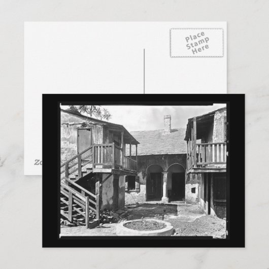 Oude Franse wijk huis en patio Briefkaart (Voorkant / Achterkant)