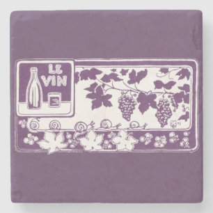 Oude Franse Wijnlabel    Landelijk Wijngaard Stenen Onderzetter