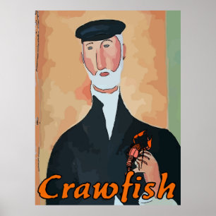 Oude Fransman met Crawfish Poster