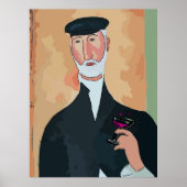 Oude Fransman met wijnglas Poster (Voorkant)