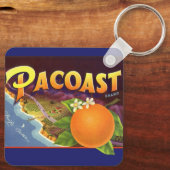 Oude fruit krat label kunst, Pacoast Sinaasappels Sleutelhanger (Achterkant)