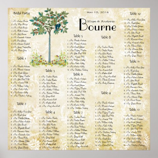 Oude Fruitboom Liefdesvogel Zitplaatskaart Poster (Voorkant)