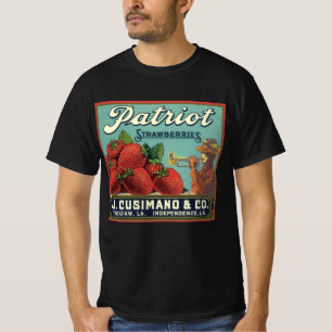 Oude Fruitkrat Label Kunst Patriot Aardbeien T-shirt